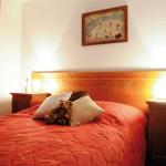 Slide Chambre avec lit double d'un des logement de la résidence Les Arolles à Saint-Gervais-les-Bains