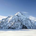 Slide snow-covered mountain in the Deux Alpes ski area