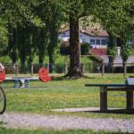 Slide Relaxation and play area with a cyclist in the Iduki Hills