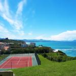 Slide Tennis court of the Eugénie residence in Biarritz, overlooking the sea and the Basque Coast