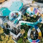 Slide Huge water complex at Tropicana Campsite with spiral slides and heated pools