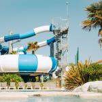 Slide Spiral water slide within the water park at Les Places Dorées campsite