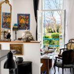 Slide salon avec vue sur l'extérieur pouvant accueillir des familles nombreuses à la Maison La Folie