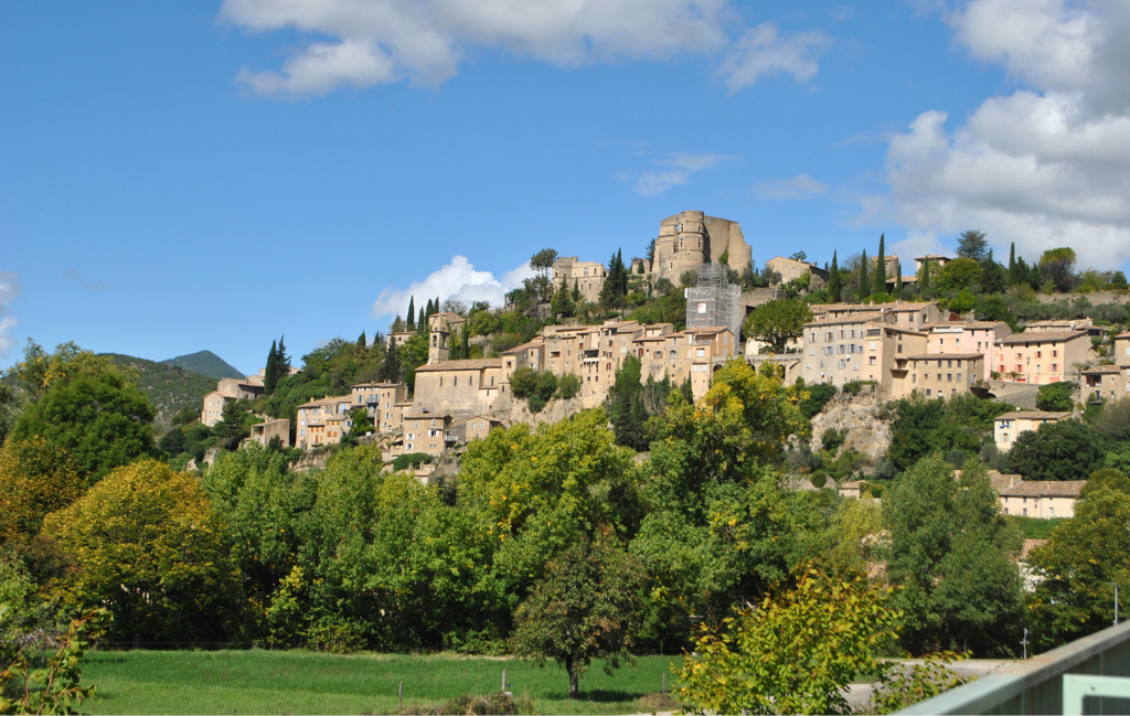 Slide View of the village of Montbrun-les-Bains in Drôme Provençale