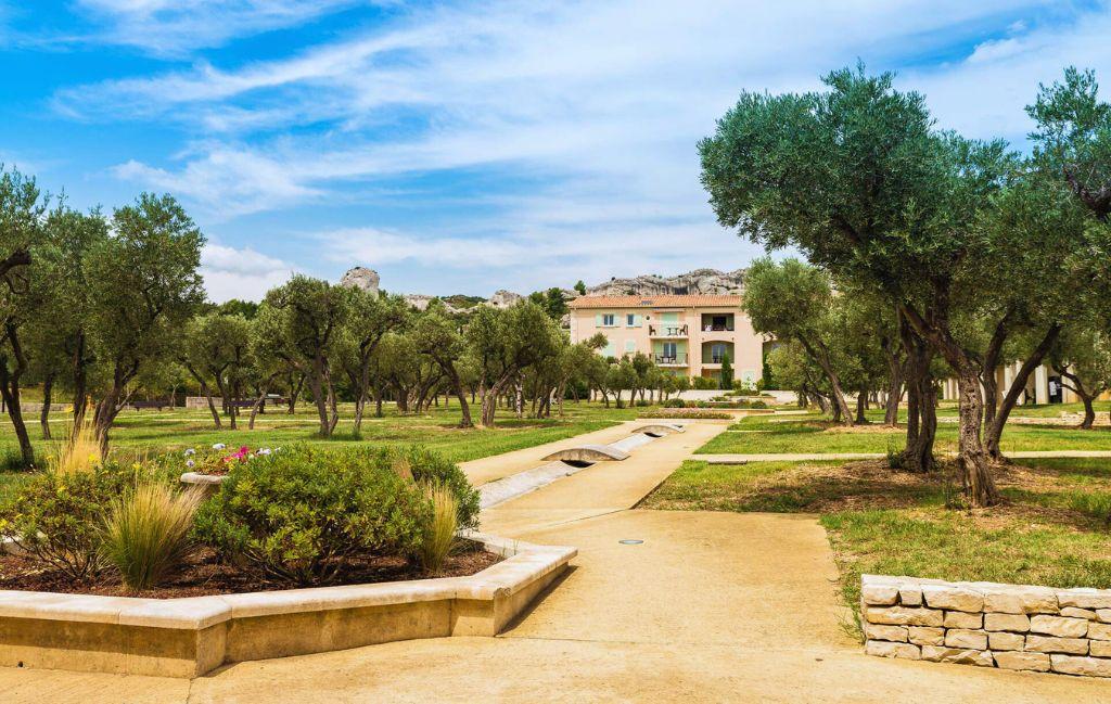 Slide Outdoor green spaces with an avenue of olive trees within the Bourgeac estate
