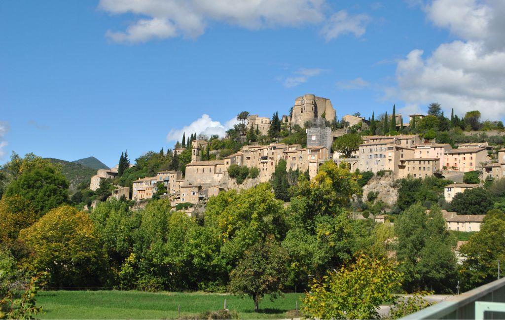 Slide View of the listed village of Montbrun-les-Bains from the accommodations at the Le Hameau des Sources residence