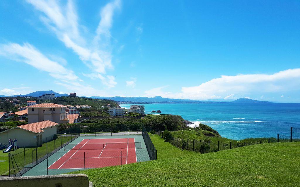 Slide Tennis court of the Eugénie residence in Biarritz, overlooking the sea and the Basque Coast