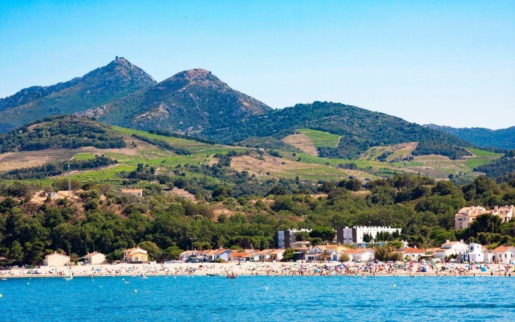 Slide View of the town of Argelès-sur-Mer from the sea