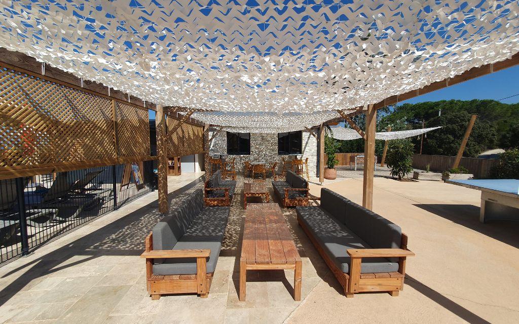 Slide Lounge and relaxation area at Camping Lacasa in Calcatoggio, Corsica