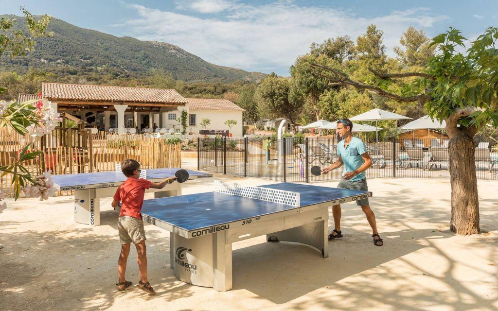 Slide Play area with table tennis at Camping Lacasa in Calcatoggio, Corsica
