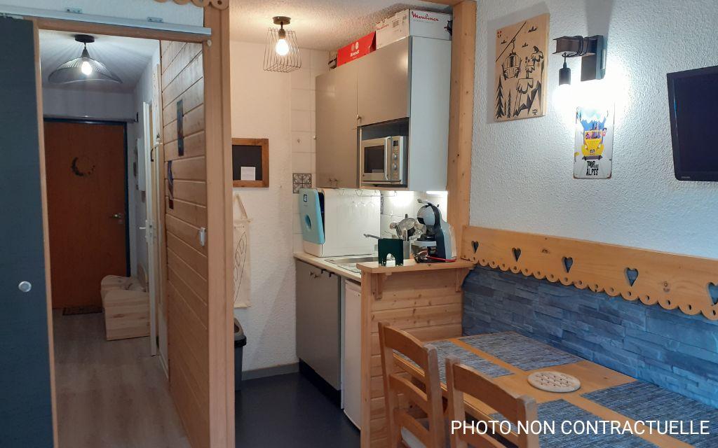 Slide Kitchenette with a coffee maker and dishwasher in selected Valfréjus studios