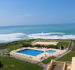 Sea view from the outdoor pool of the Eugénie residence on the Basque Coast