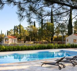 Rental of the Sveta Ana Lodges cottages in Croatia, set on a 2-hectare estate with a shared swimming pool