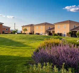 Houses and villas of Domaine du Golf with green spaces in Fabrègues near Montpellier