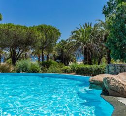 Heated outdoor swimming pool at Paese Serenu Residence in Corsica