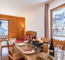 livingroom and dining area in the apartments at Les Fermes de Saint Sorlin Residence